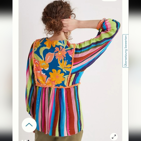 Anthropologie Verb by Pallavi Singhee Floral Beaded Babydoll Blouse NWT - Picture 2 of 10